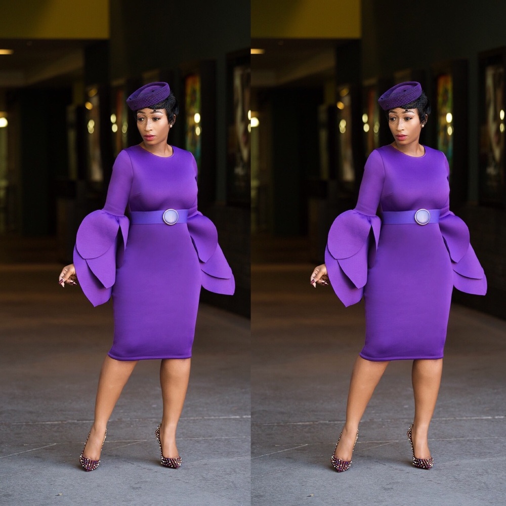 Tulip Sleeves Midi Dress